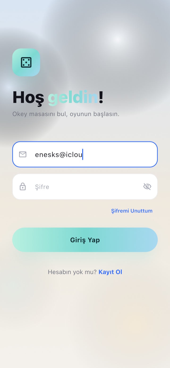 Giriş ekranı — aurora tasarımlı hoş geldin ekranı